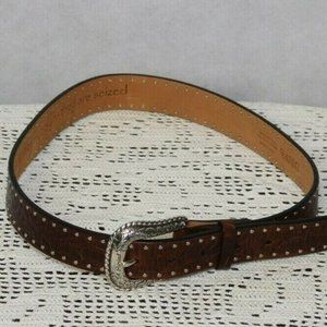 New Ariat Brown Floral Leather W/ Buckle Belt 30